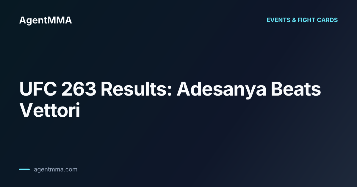 UFC 263 Results: Adesanya Beats Vettori | AgentMMA